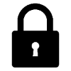 Black lock icon on a transparent background