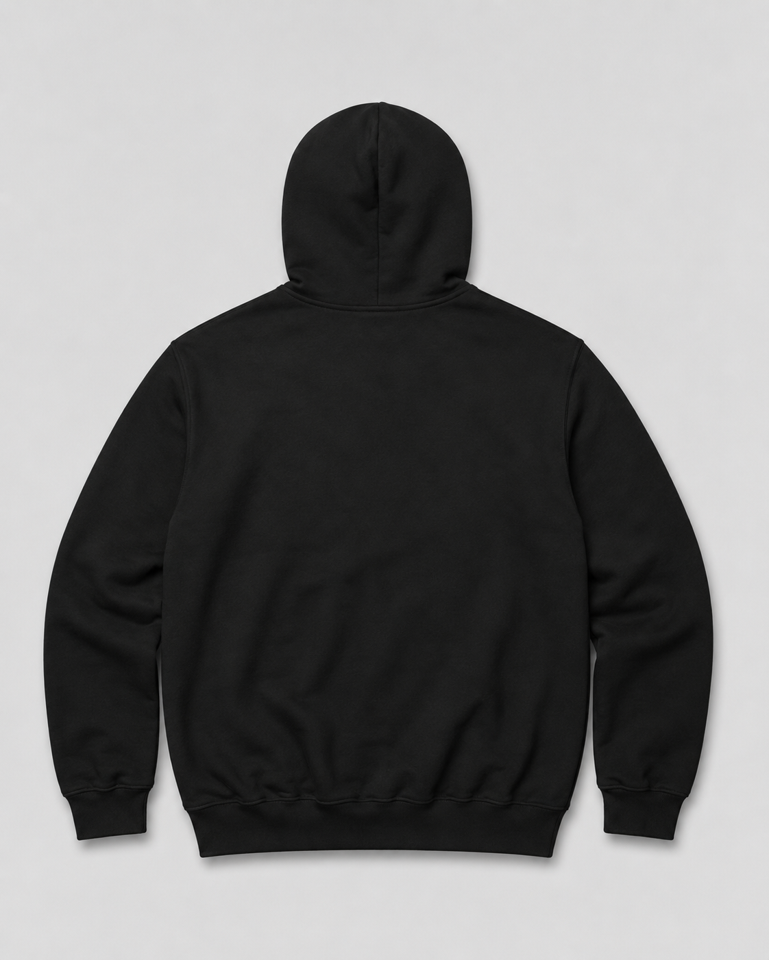 Black hoodie on a light gray background