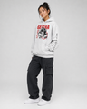 Person wearing a hoodie with 'Geisha' design on a white background