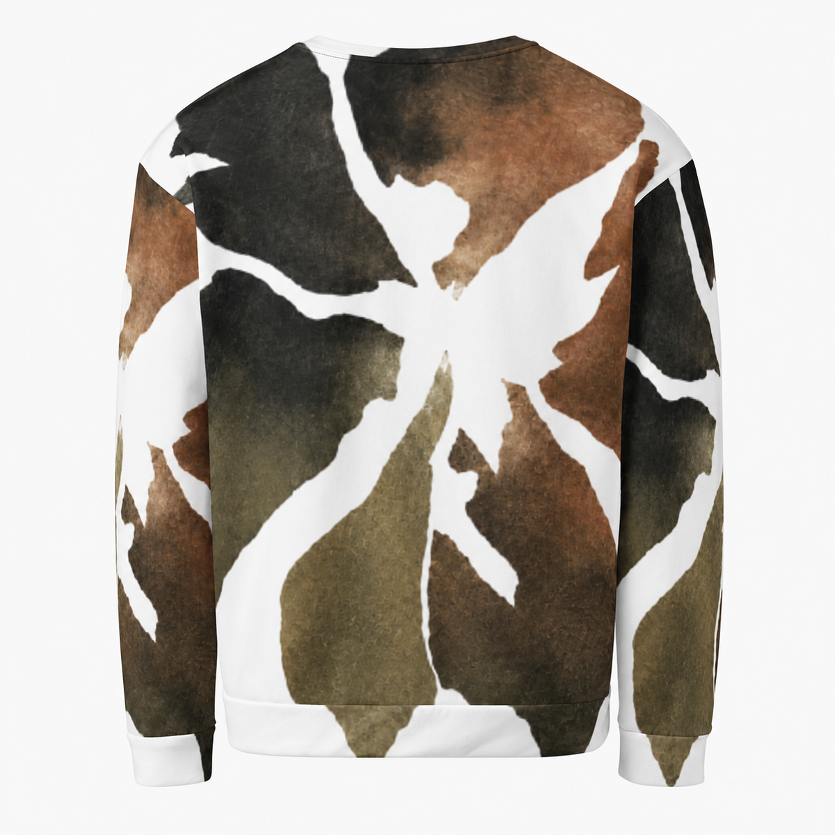Sweatshirt with a leaf pattern on a white background