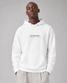 Man wearing a white hoodie with 'CELVISUAL' branding on a gray background