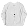 White sweatshirt with black moon phase design on a white background