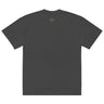 Black t-shirt with a brand logo on the back against a white background