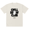 Beige t-shirt with 'Chill Brew Club' graphic and logo on a white background