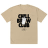 Beige t-shirt with 'Chill Brew Club' graphic and logo on a white background