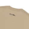 Beige sweatshirt with black logo on a white background