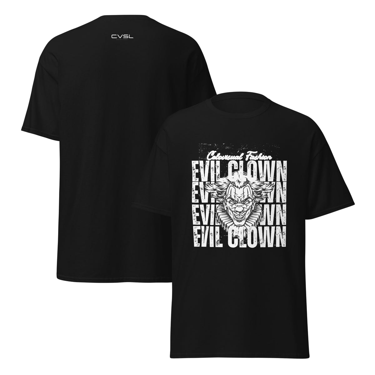 Maroon t-shirt with a graphic design on the front, shown from both front and back views.