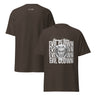 Black t-shirt with 'Evil Clown' graphic design on a white background