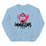 Light blue sweatshirt with a graphic design and the word 'INNOCENT' on a white background