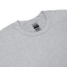 Gray t-shirt with a Gildan label on a white background
